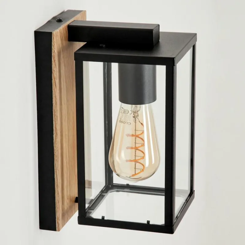 hofstein Applique murale d'extérieur Fortunies Brun, Couleur bois, Noir, 1 lumière