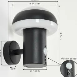 hofstein Applique murale d'extérieur Vinara LED Noir, 1 lumière, Détecteur de mouvement