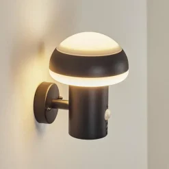 hofstein Applique murale d'extérieur Vinara LED Noir, 1 lumière, Détecteur de mouvement