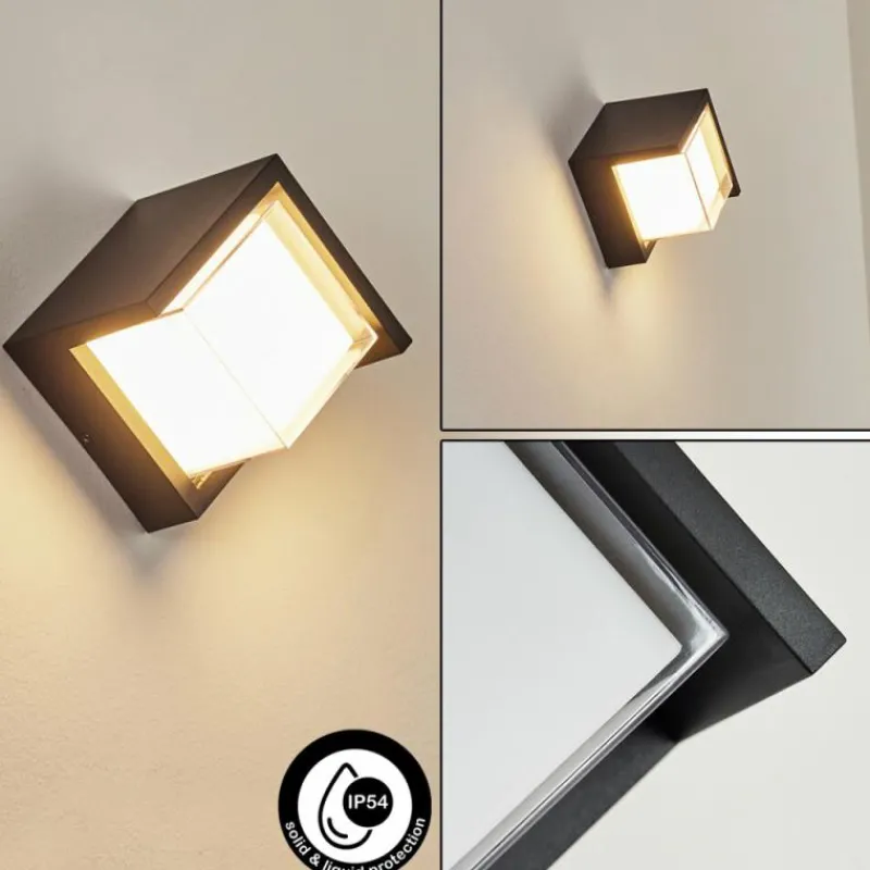 hofstein Applique murale d'extérieur Vurey LED Noir, 1 lumière