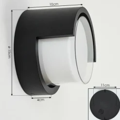 hofstein Applique murale d'extérieur Vurey LED Noir, 1 lumière