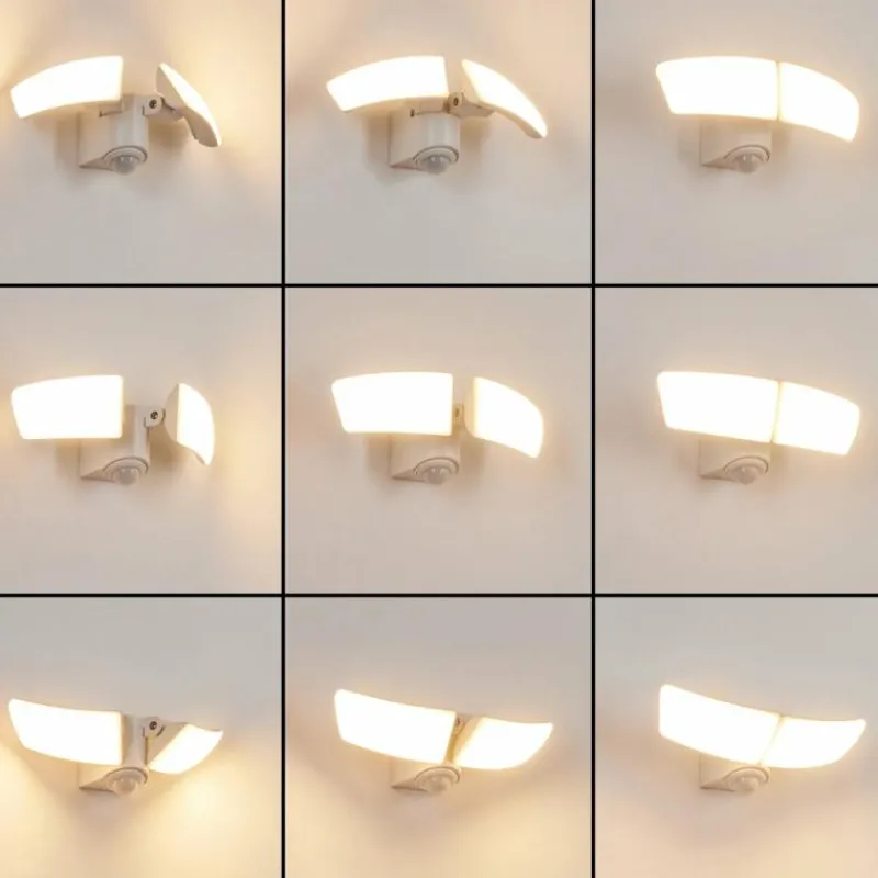 hofstein Applique murale d'extérieur Carnetin LED Blanc, 2 lumières, Détecteur de mouvement