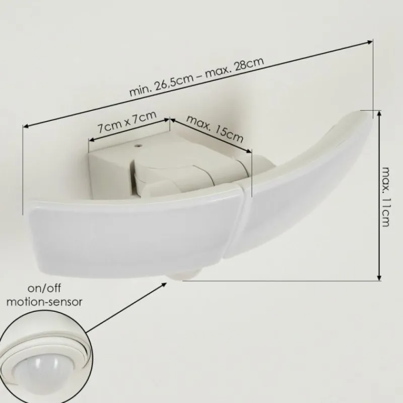 hofstein Applique murale d'extérieur Carnetin LED Blanc, 2 lumières, Détecteur de mouvement