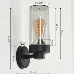 hofstein Applique murale d'extérieur Crantenoy Noir, 1 lumière