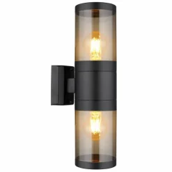 Suspension Verre Fumé-Luminaires Globo Lighting Applique murale d'extérieur Globo XELOO Noir, 2 lumières