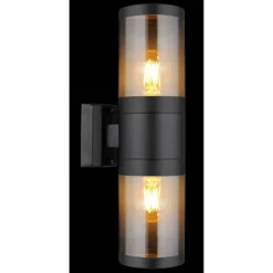 Suspension Verre Fumé-Luminaires Globo Lighting Applique murale d'extérieur Globo XELOO Noir, 2 lumières