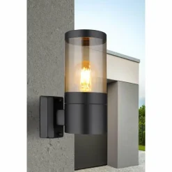 Suspension Verre Fumé-Luminaires Globo Lighting Applique murale d'extérieur Globo XELOO Noir, 1 lumière