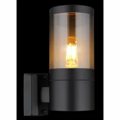 Suspension Verre Fumé-Luminaires Globo Lighting Applique murale d'extérieur Globo XELOO Noir, 1 lumière