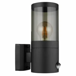 Suspension Verre Fumé-Luminaires Globo Lighting Applique murale d'extérieur Globo XELOO Noir, 1 lumière, Détecteur de mouvement