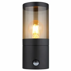 Suspension Verre Fumé-Luminaires Globo Lighting Applique murale d'extérieur Globo XELOO Noir, 1 lumière, Détecteur de mouvement