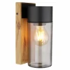 Suspension Verre Fumé-Luminaires Globo Lighting Applique murale d'extérieur Globo ETSI Couleur bois, Noir, 1 lumière