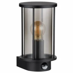 Suspension Verre Fumé-Luminaires Globo Lighting Applique murale d'extérieur Globo GRACEY Noir, 1 lumière, Détecteur de mouvement