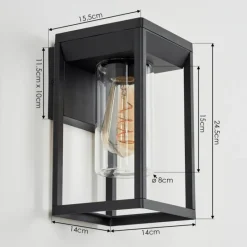 Lampes Vintages & Rétros-hofstein Applique murale d'extérieur Palanga Noir, 1 lumière