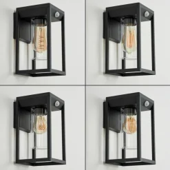 Lampes Vintages & Rétros-hofstein Applique murale d'extérieur Palanga Noir, 1 lumière, Détecteur de mouvement