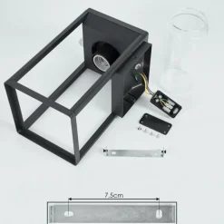 Lampes Vintages & Rétros-hofstein Applique murale d'extérieur Palanga Noir, 1 lumière, Détecteur de mouvement