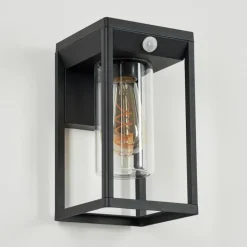 Lampes Vintages & Rétros-hofstein Applique murale d'extérieur Palanga Noir, 1 lumière, Détecteur de mouvement