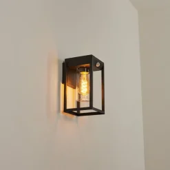 Lampes Vintages & Rétros-hofstein Applique murale d'extérieur Palanga Noir, 1 lumière, Détecteur de mouvement