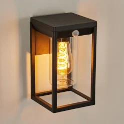 Lampes Vintages & Rétros-hofstein Applique murale d'extérieur Palanga Noir, 1 lumière, Détecteur de mouvement