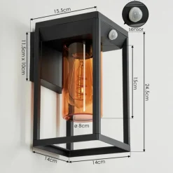 Lampes Vintages & Rétros-hofstein Applique murale d'extérieur Palanga Noir, 1 lumière