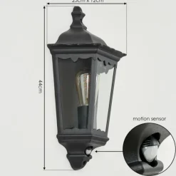 Luminaires Rustiques-hofstein Applique murale d'extérieur Hongkong Noir, 1 lumière, Détecteur de mouvement