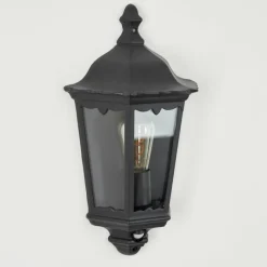 Luminaires Rustiques-hofstein Applique murale d'extérieur Hongkong Noir, 1 lumière, Détecteur de mouvement