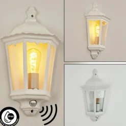 Luminaires Rustiques-hofstein Applique murale d'extérieur Hongkong Blanc, 1 lumière, Détecteur de mouvement