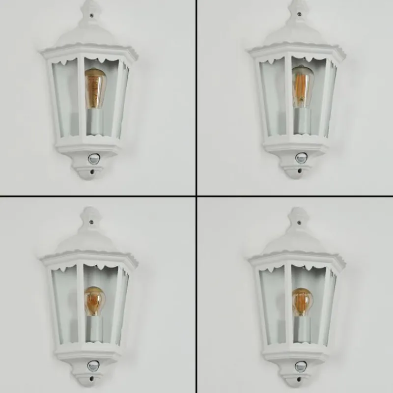 Luminaires Rustiques-hofstein Applique murale d'extérieur Hongkong Blanc, 1 lumière, Détecteur de mouvement