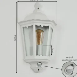Luminaires Rustiques-hofstein Applique murale d'extérieur Hongkong Blanc, 1 lumière, Détecteur de mouvement