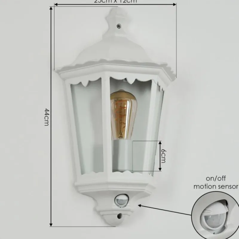 Luminaires Rustiques-hofstein Applique murale d'extérieur Hongkong Blanc, 1 lumière, Détecteur de mouvement