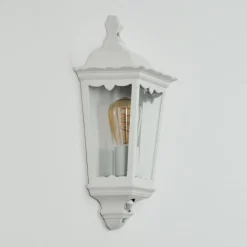 Luminaires Rustiques-hofstein Applique murale d'extérieur Hongkong Blanc, 1 lumière, Détecteur de mouvement