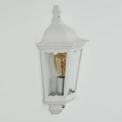 Luminaires Rustiques-hofstein Applique murale d'extérieur Hongkong Blanc, 1 lumière, Détecteur de mouvement