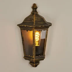 Luminaires Rustiques-hofstein Applique murale d'extérieur Hongkong Brun, Or, 1 lumière