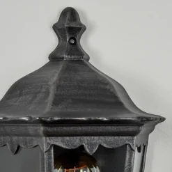 Luminaires Rustiques-hofstein Applique murale d'extérieur Hongkong Noir, Argenté, 1 lumière, Détecteur de mouvement