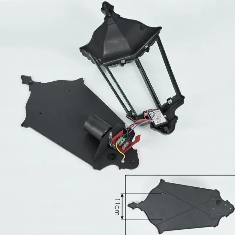 Luminaires Rustiques-hofstein Applique murale d'extérieur Hongkong Noir, Argenté, 1 lumière, Détecteur de mouvement