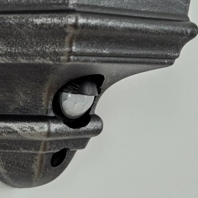 Luminaires Rustiques-hofstein Applique murale d'extérieur Hongkong Noir, Argenté, 1 lumière, Détecteur de mouvement