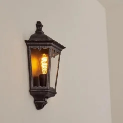 Luminaires Rustiques-hofstein Applique murale d'extérieur Hongkong Noir, Argenté, 1 lumière, Détecteur de mouvement