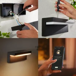 Luminaires Philips Applique murale d'extérieur Philips Hue Nyro LED Noir, 1 lumière, Changeur de couleurs