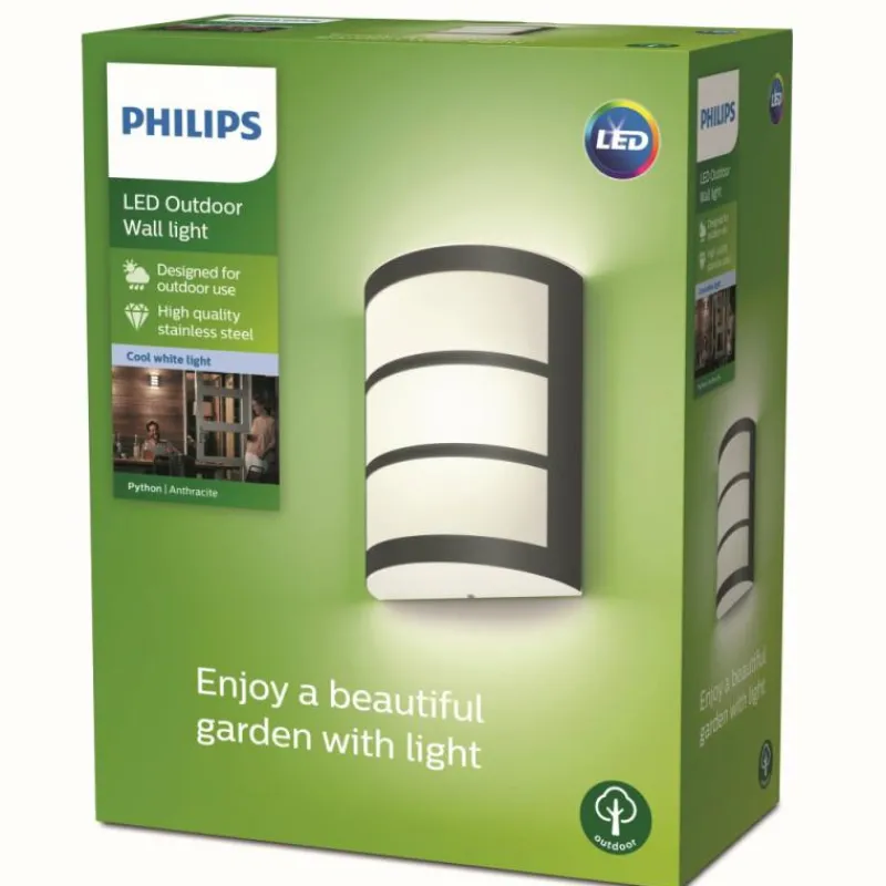 Luminaires Philips Applique murale d'extérieur Philips Python LED Anthracite, 1 lumière