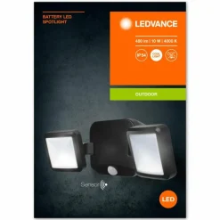 Luminaires Ledvance Applique murale d'extérieur LEDVANCE Battery Noir, 2 lumières, Détecteur de mouvement