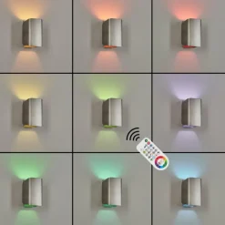 hofstein Applique murale d'extérieur Bafueiras LED Nickel mat, Blanc, 1 lumière, Télécommandes, Changeur de couleurs