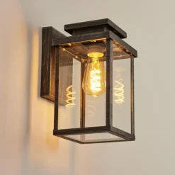 Lampes Vintages & Rétros-hofstein Applique murale d'extérieur Tieva Noir, Argenté, 1 lumière