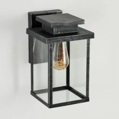 Lampes Vintages & Rétros-hofstein Applique murale d'extérieur Tieva Noir, Argenté, 1 lumière