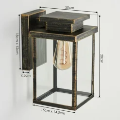 Lampes Dorées-hofstein Applique murale d'extérieur Tieva Brun, Or, 1 lumière