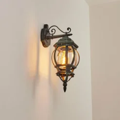 Luminaires Rustiques-hofstein Applique murale d'extérieur Lentua Vert, Noir, 1 lumière