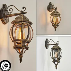 Luminaires Rustiques-hofstein Applique murale d'extérieur Lentua Brun, Or, 1 lumière