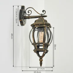 Luminaires Rustiques-hofstein Applique murale d'extérieur Lentua Brun, Or, 1 lumière