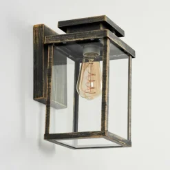 Lampes Dorées-hofstein Applique murale d'extérieur Tieva Brun, Or, 1 lumière, Détecteur de mouvement