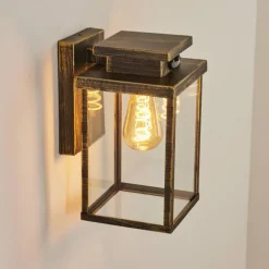 Lampes Dorées-hofstein Applique murale d'extérieur Tieva Brun, Or, 1 lumière, Détecteur de mouvement