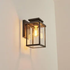 Lampes Vintages & Rétros-hofstein Applique murale d'extérieur Tieva Noir, Argenté, 1 lumière, Détecteur de mouvement