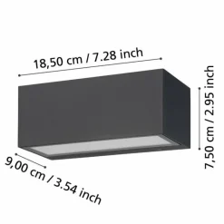 Luminaires Eglo Applique murale d'extérieur Eglo SPONGANO LED Noir, 2 lumières